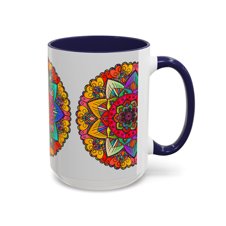 Vivid and colorful mandala art mug with intricate and detailed pattern