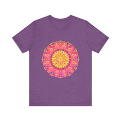 Vibrant Mandala T-Shirt featuring a colorful and symmetrical design, perfect for adding a pop of artistic flair to your wardrobe