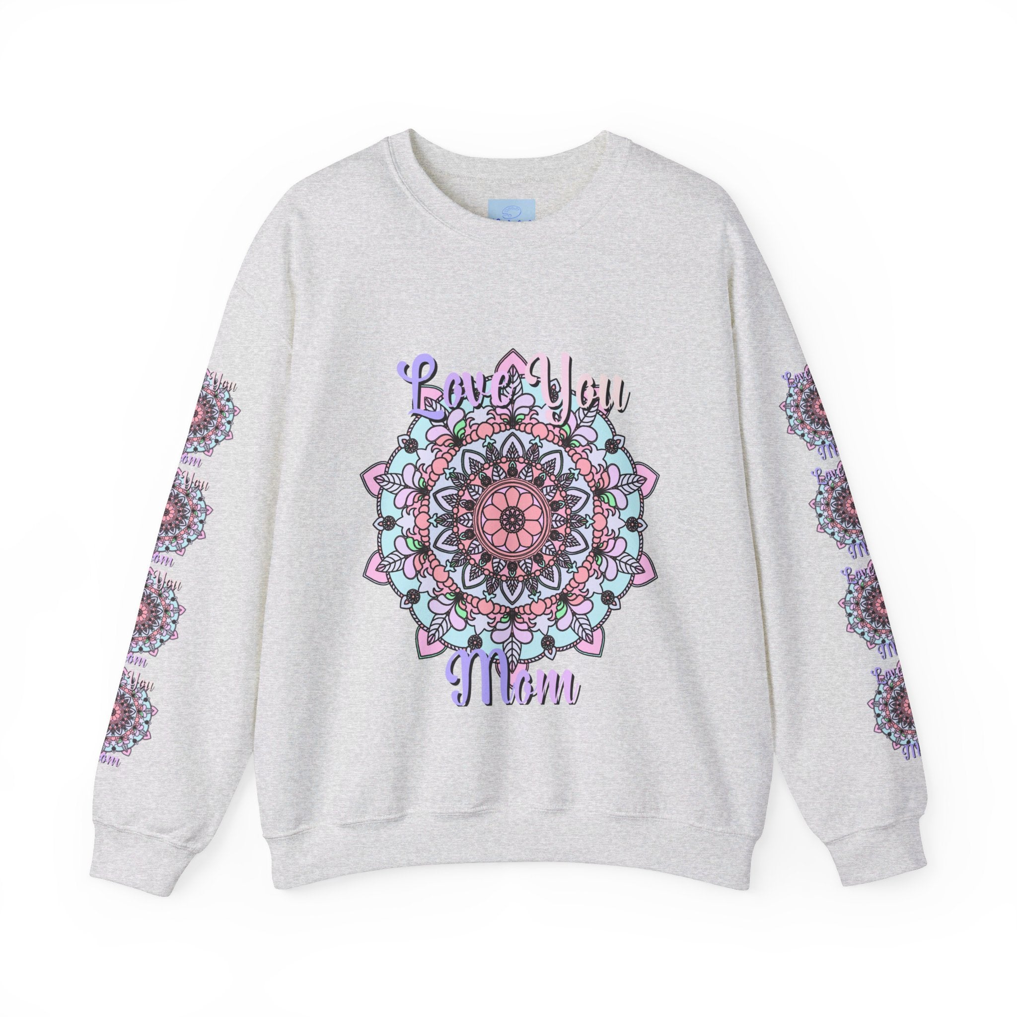 Cozy and stylish unisex crewneck sweatshirt with 'Love You Mom' design, perfect birthday gift for your mom