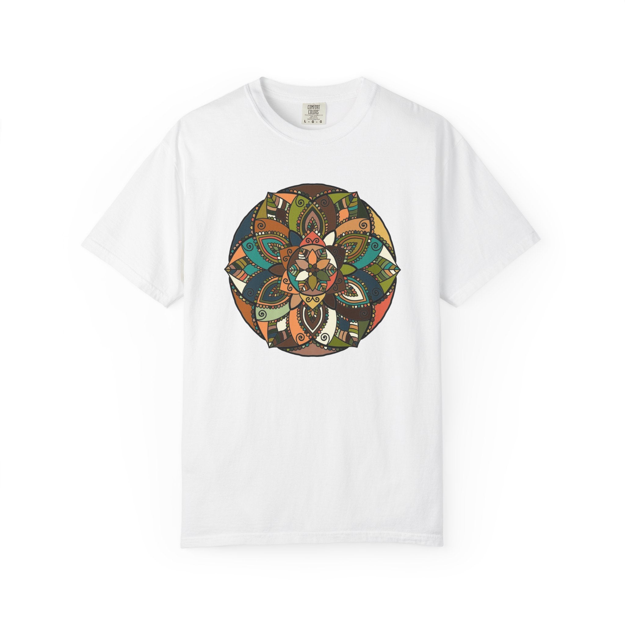 Mandala Earth Flora T-Shirt — Earthy Tones Geometric Art Tee
