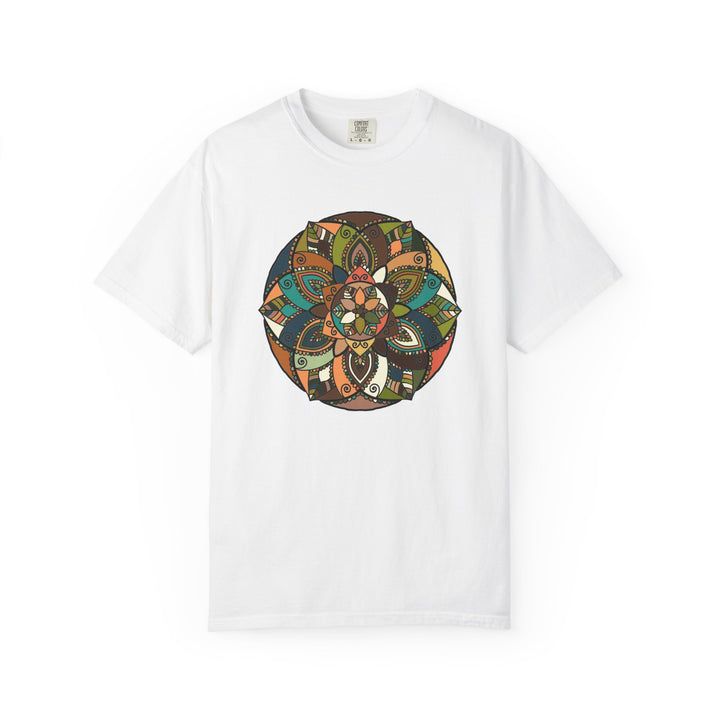 Mandala Earth Flora T-Shirt — Earthy Tones Geometric Art Tee