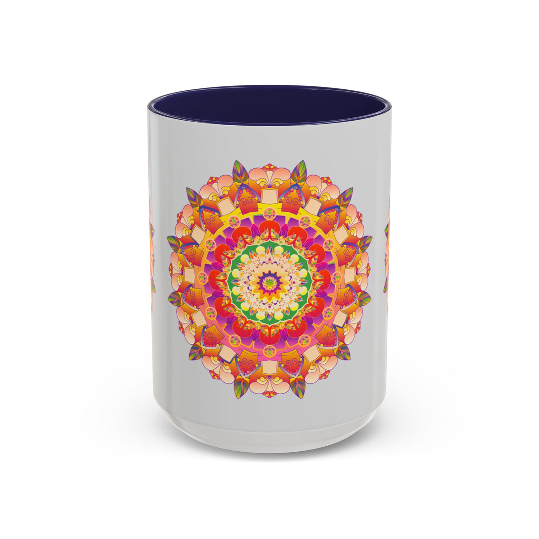 Peaceful and colorful mandala art on ceramic mug