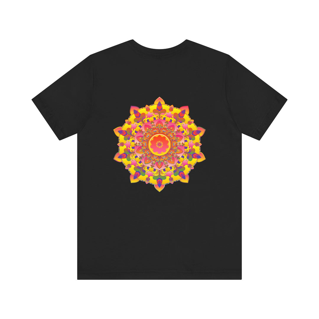 Colorful and intricate mandala design on a tee promoting spiritual peace and harmony