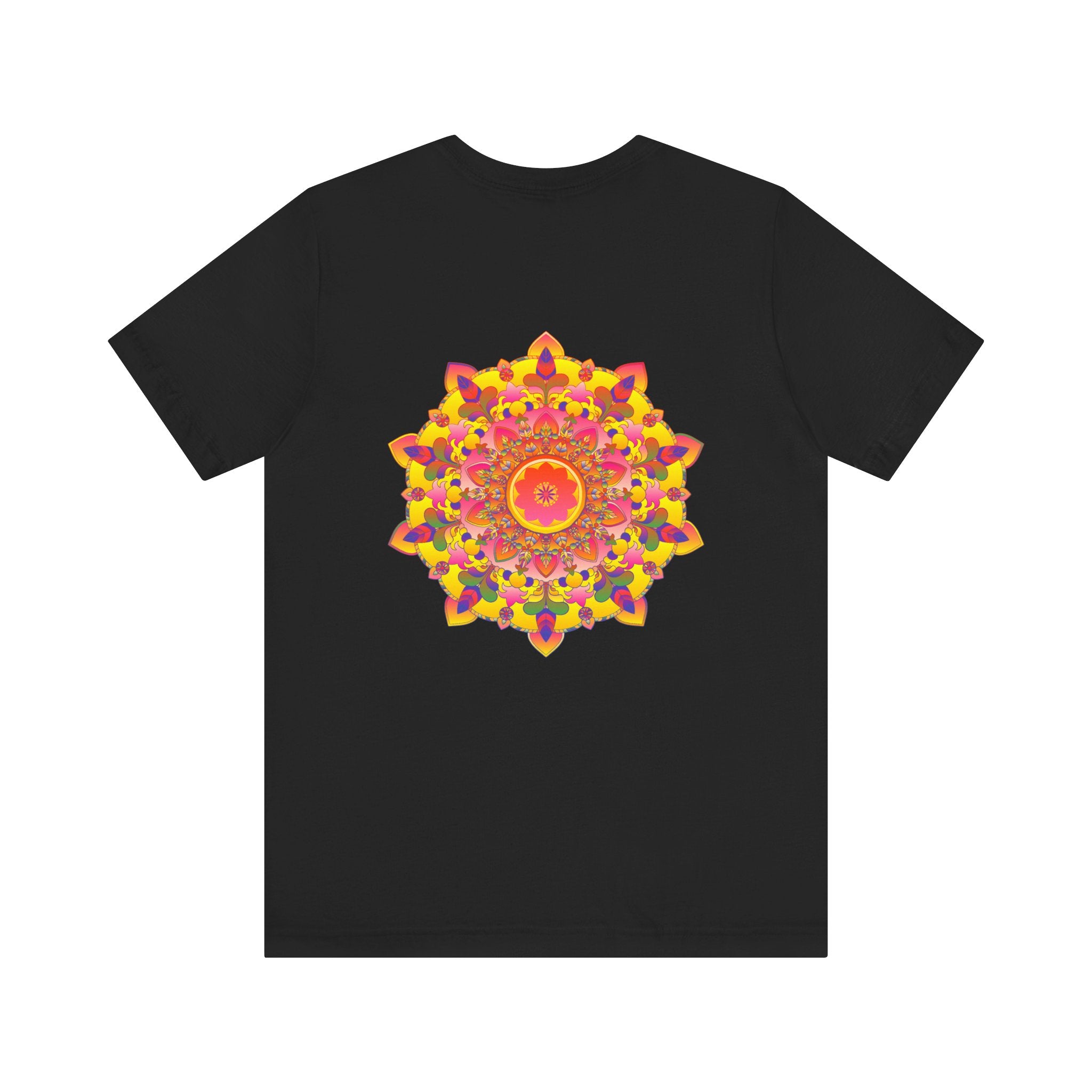 Colorful and intricate mandala design on a tee promoting spiritual peace and harmony