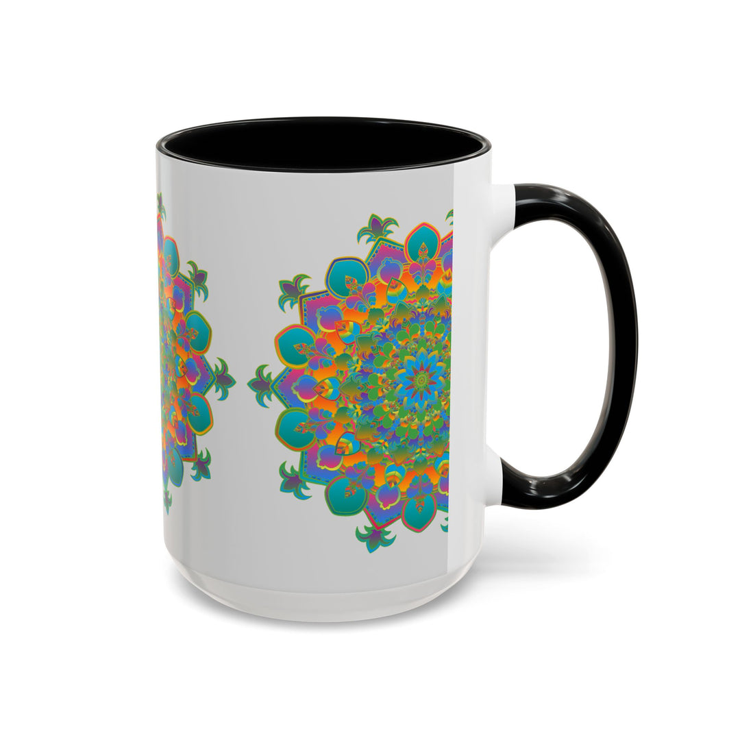 Colorful and intricate mandala art design on ceramic mug