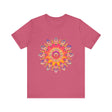 Vibrant mandala t-shirt with colorful spiritual design on black background