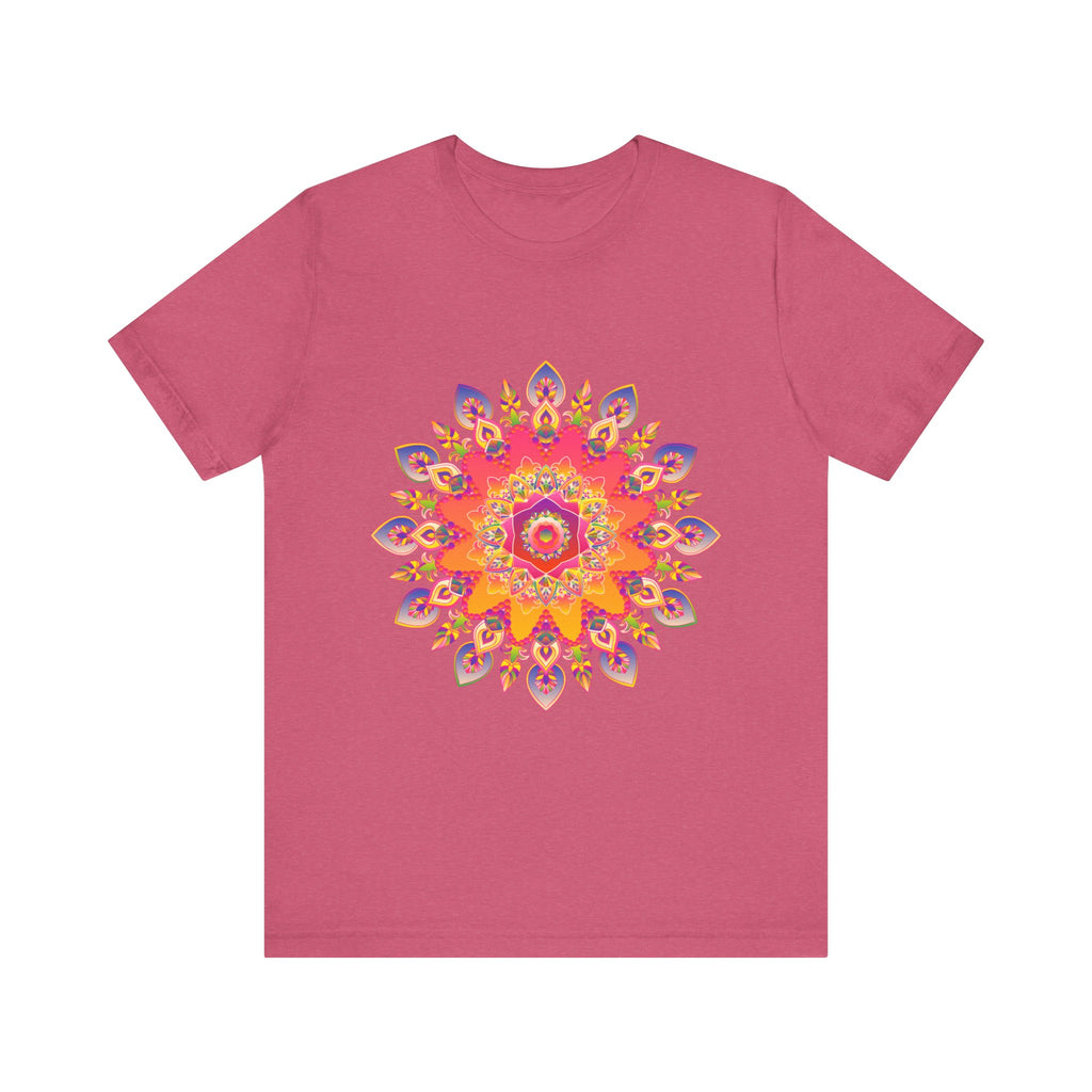 Vibrant mandala t-shirt with colorful spiritual design on black background