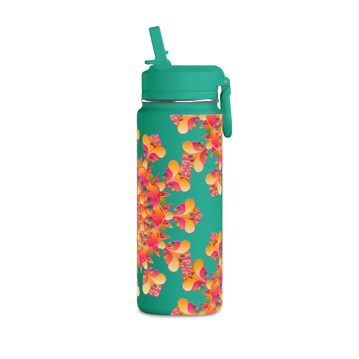 20oz Floral Mandala Mini Water Bottle – Colorful Boho Hydration Bottle