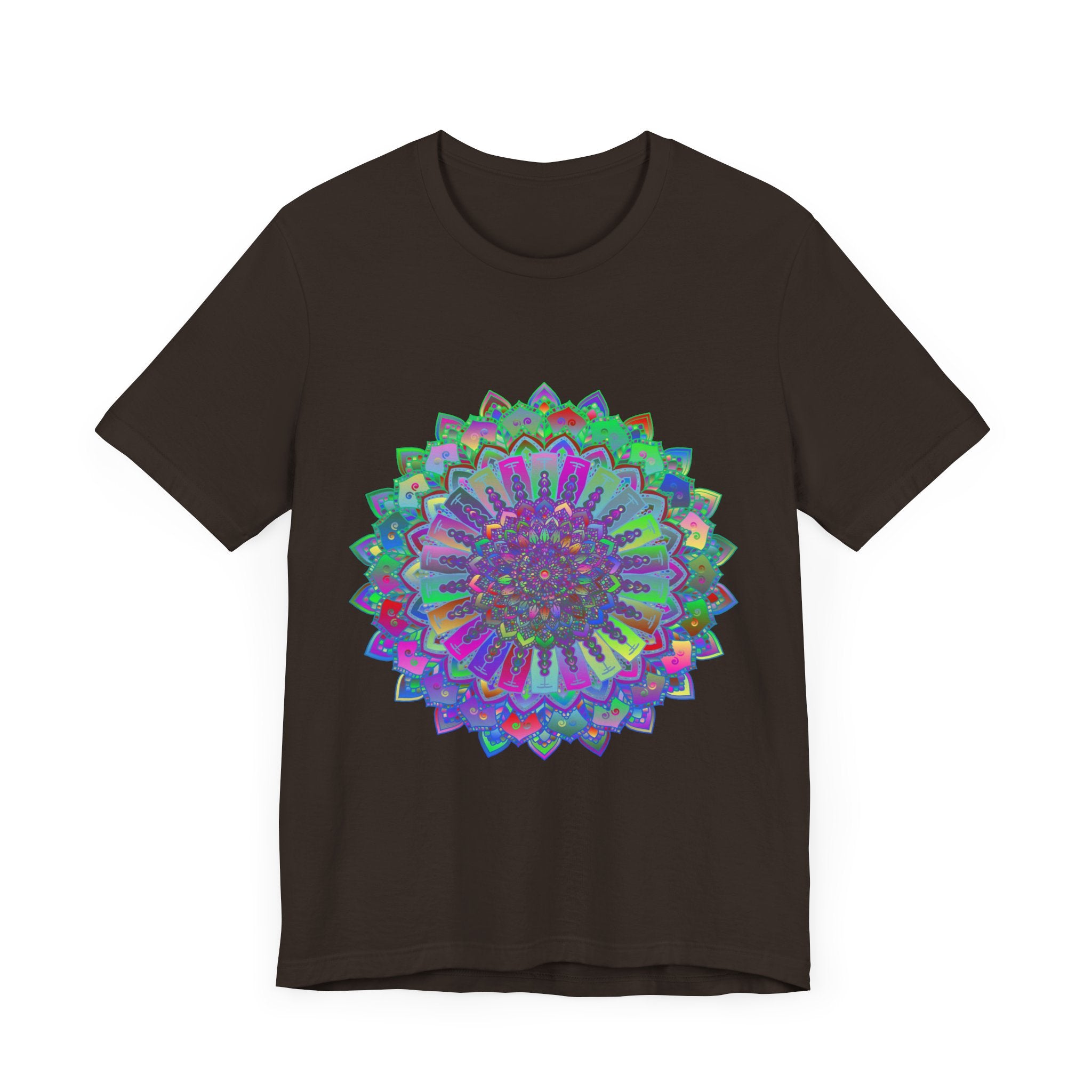 Vibrant and detailed mandala design t-shirt with a burst of color