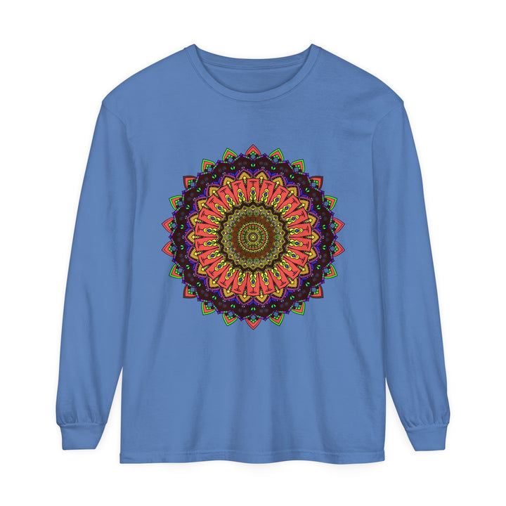 Intricate Mandala Long Sleeve T-Shirt with Colorful Design in vibrant hues and intricate patterns