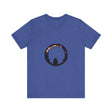 A black t-shirt featuring a mysterious moon and a stylish black cat design, perfect for those who love spooky and stylish fashion