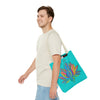 Beautiful azure Mandala Lotus Tote Bag with intricate design and spacious interior