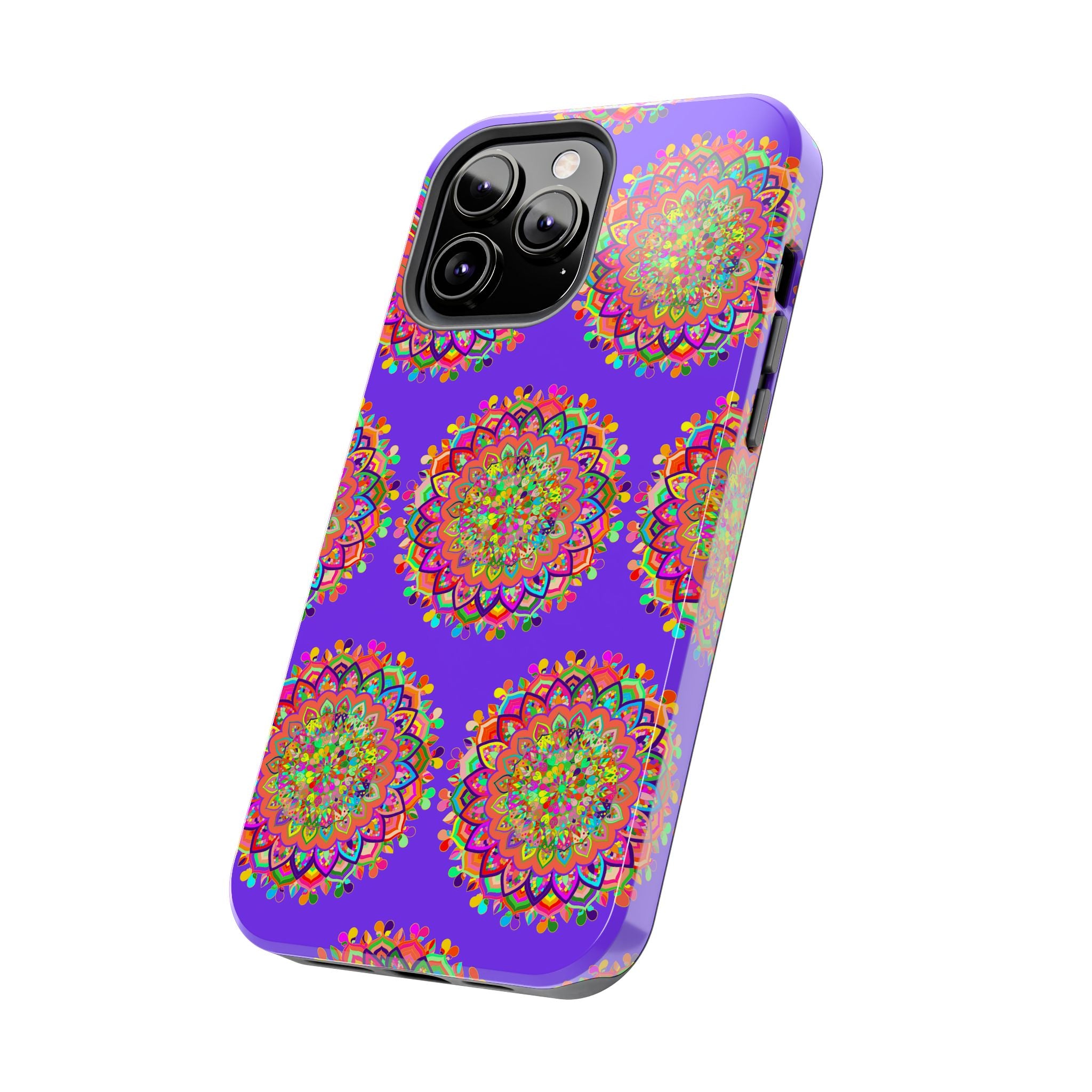 Hand drawn intricate purple mandala design phone case for iPhone X and XS