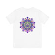 Vibrant Mandala T-Shirt with intricate blue and purple design representing spiritual peace and harmony Made from soft, comfortable fabric
