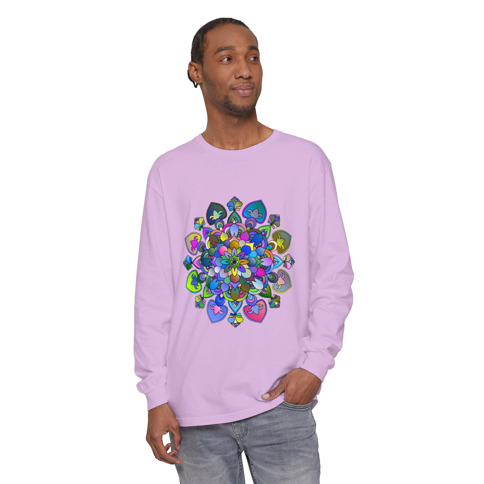 Colorful and intricate mandala design long sleeve t-shirt for women