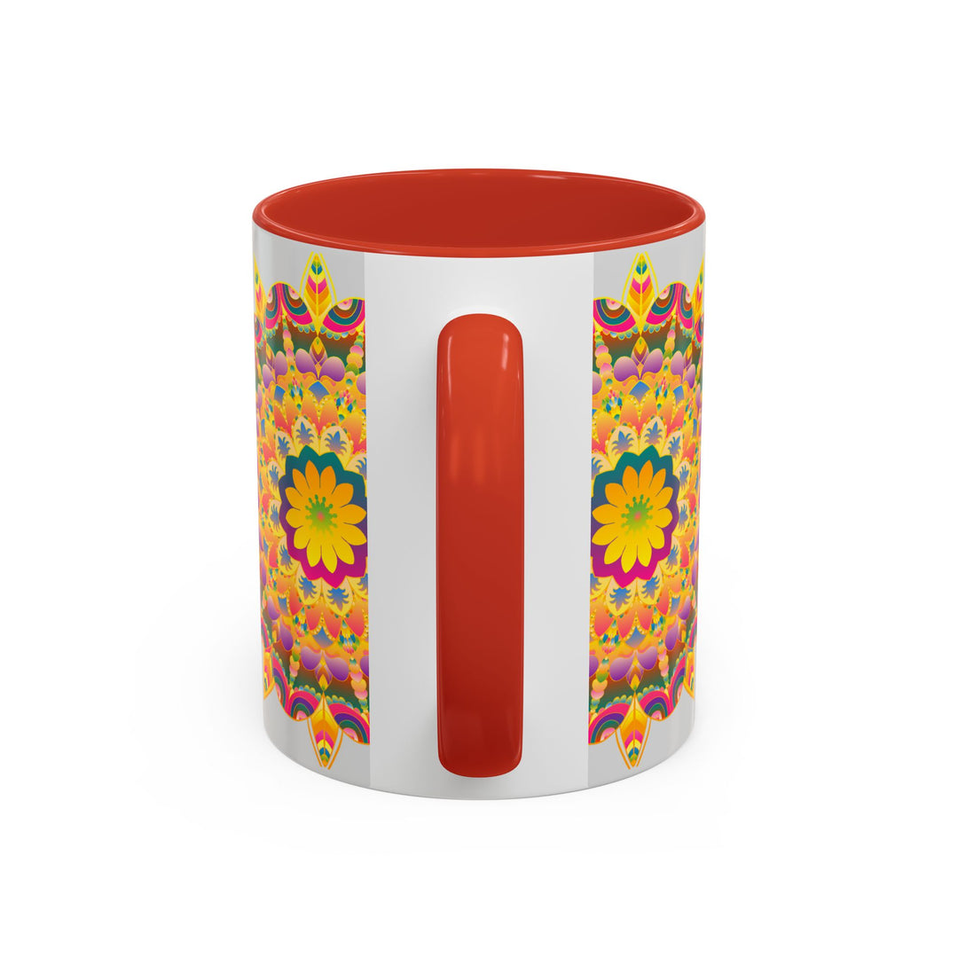 Mandala Art Mug - Vibrant Floral Design with Intricate Patterns and Bright, Eye-Catching Colors, Perfect for Enjoying Your Favorite Hot Beverages