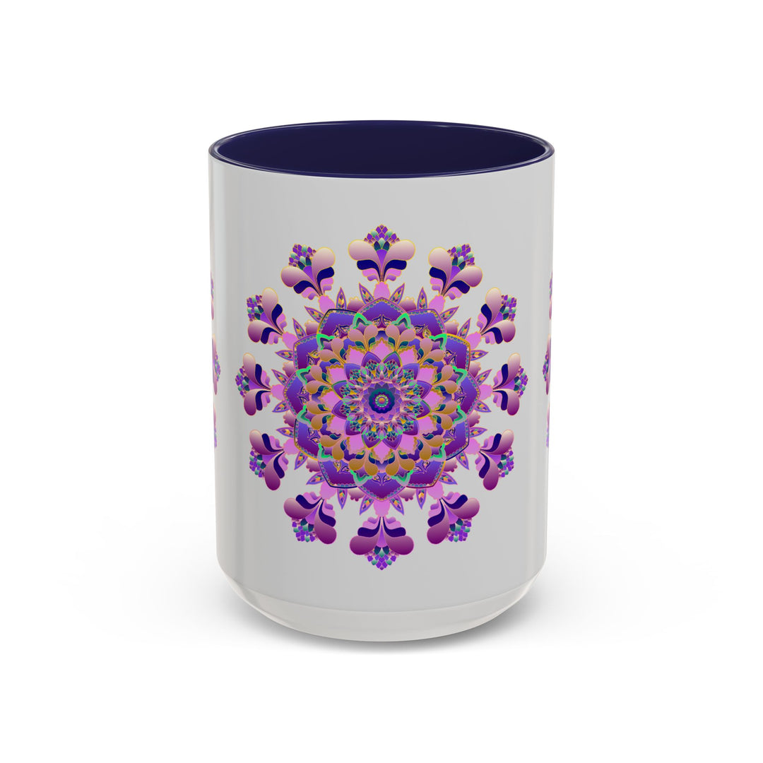 Beautiful purple and pink floral mandala design ceramic mug for coffee and tea