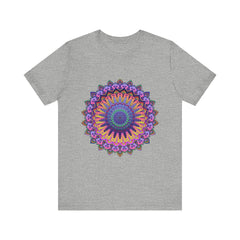 Colorful mandala meditation tee with intricate design, perfect for yoga and relaxation