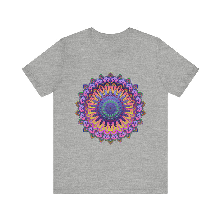 Colorful mandala meditation tee with intricate design, perfect for yoga and relaxation