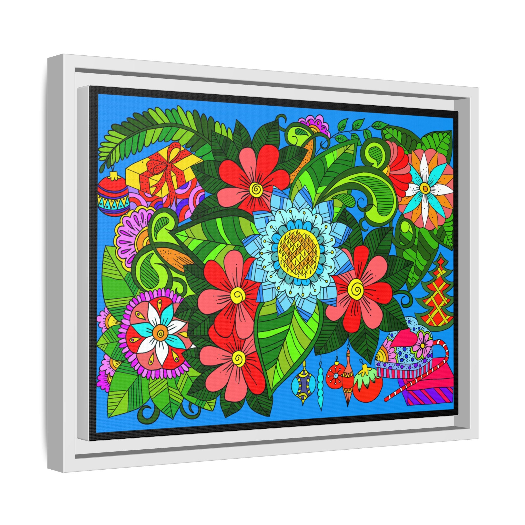 Handgefertigtes horizontales Poster mit Mandala-Design – Blumengekritzel