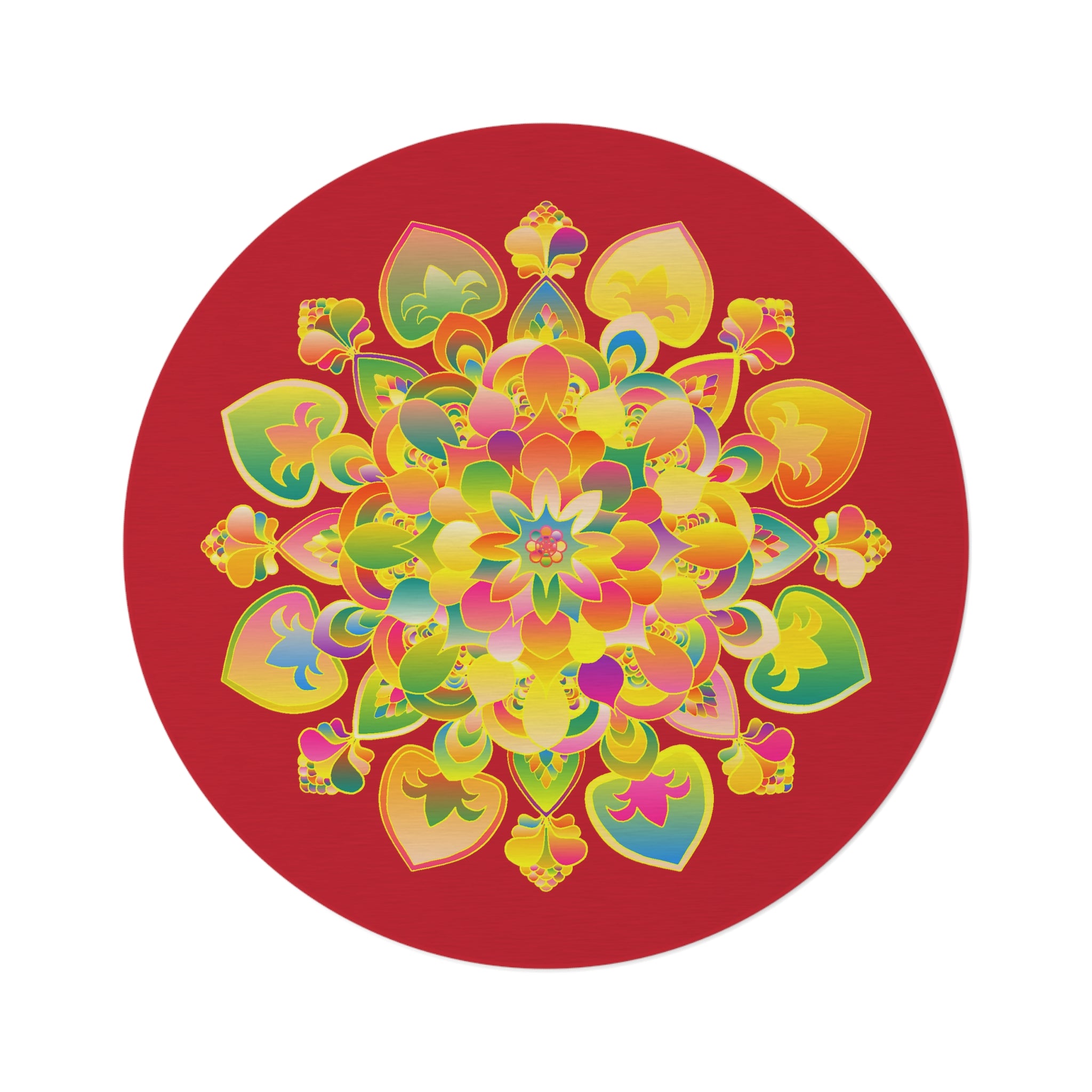 Bohemian Floral Mandala Round Rug — Colorful Yoga & Meditation Mat