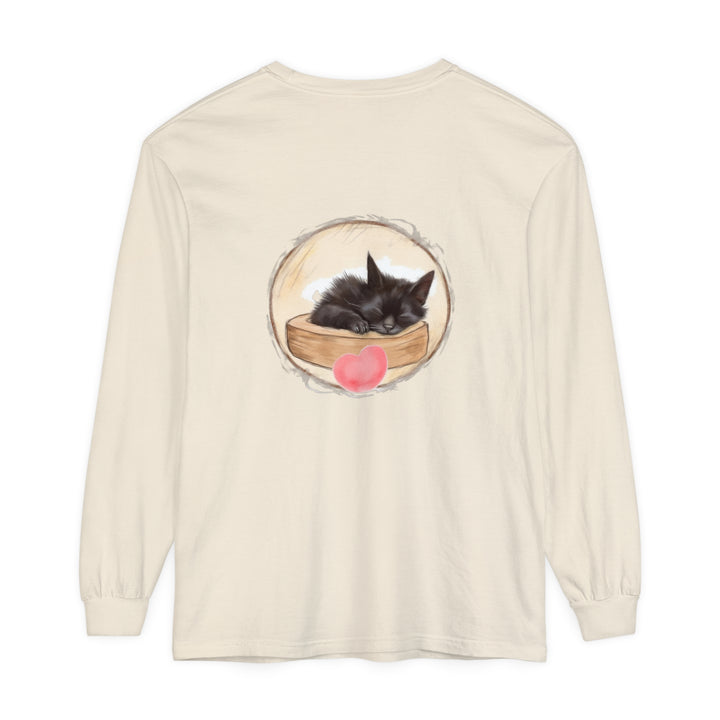 A cute and cozy unisex t-shirt featuring an adorable sleeping kitten design