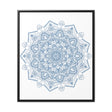 Handmade steel blue Mandala Design Wall Art on gallery canvas wraps displayed in vertical frame