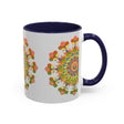 Vibrantly colored and intricately designed mandala art mug, perfect for adding a pop of color to your morning coffee routine
