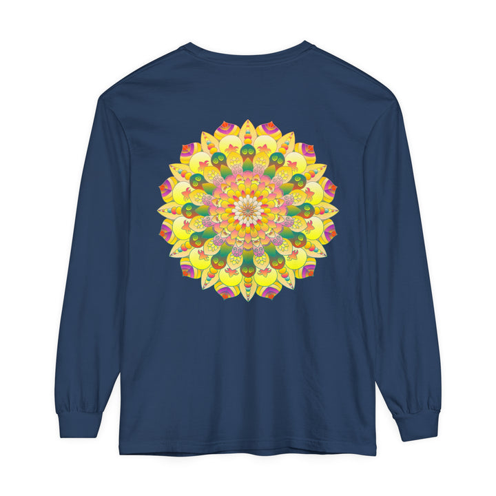 Colorful mandala design unisex long sleeve t-shirt in vibrant hues