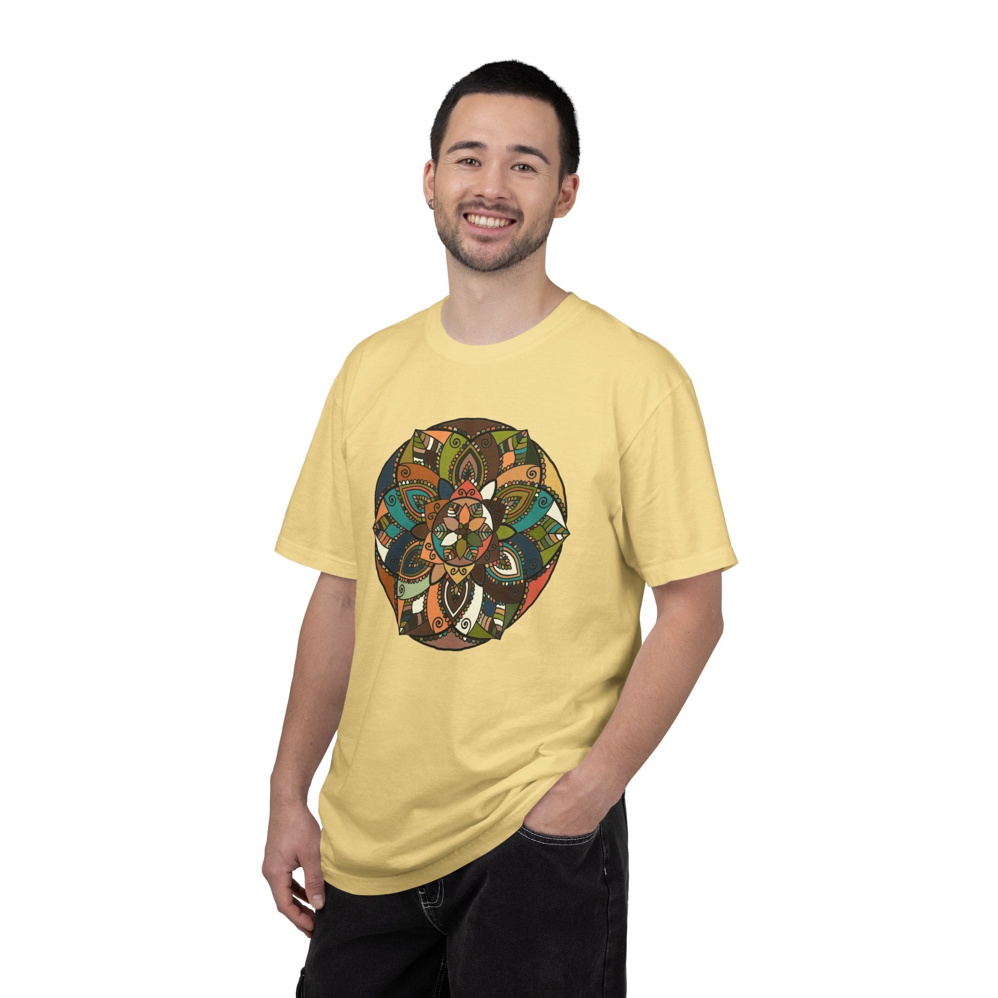 Mandala Earth Flora T-Shirt — Earthy Tones Geometric Art Tee