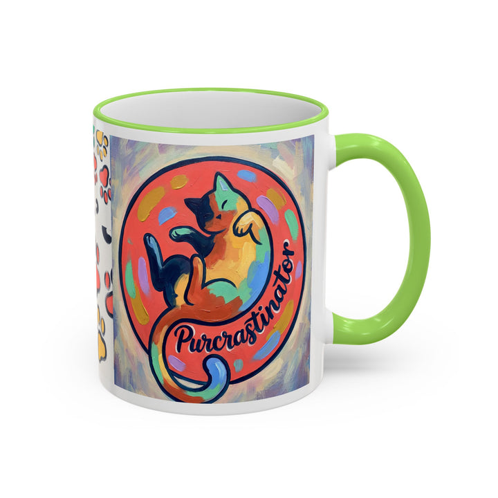 Colorful Paw Print Pet Lover Accent Rim Mug (11oz/15oz)
