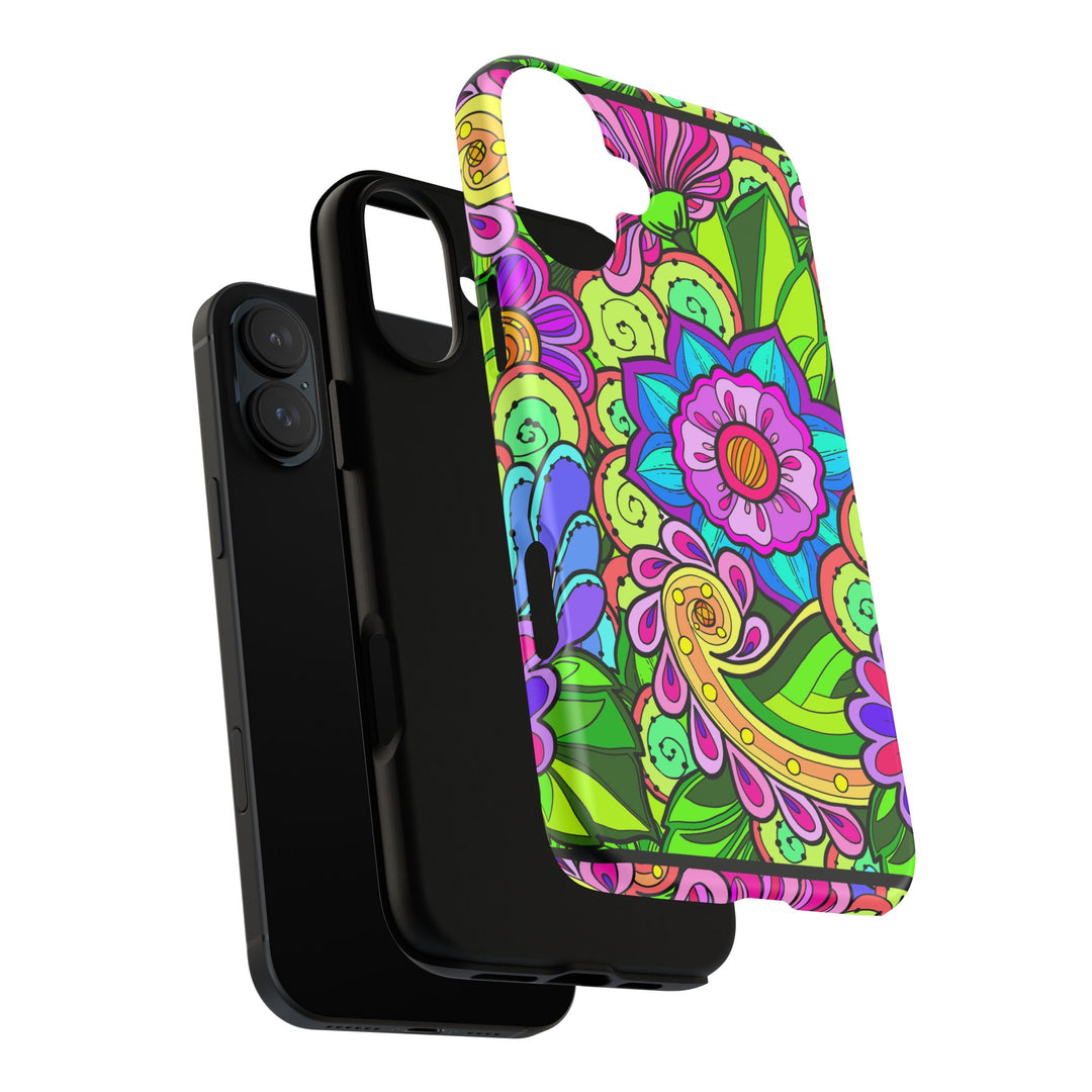 Floral Fantasy iPhone and Google Pixel Case in Bright Green Palette