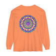 Colorful and intricate mandala design on a unisex long sleeve t-shirt