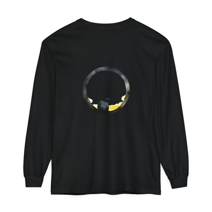 Black Cat Moon Glow Long Sleeve T-Shirt featuring a mystical feline design