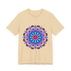 A vibrant mandala tee featuring colorful spiritual art in a unique and eye-catching design