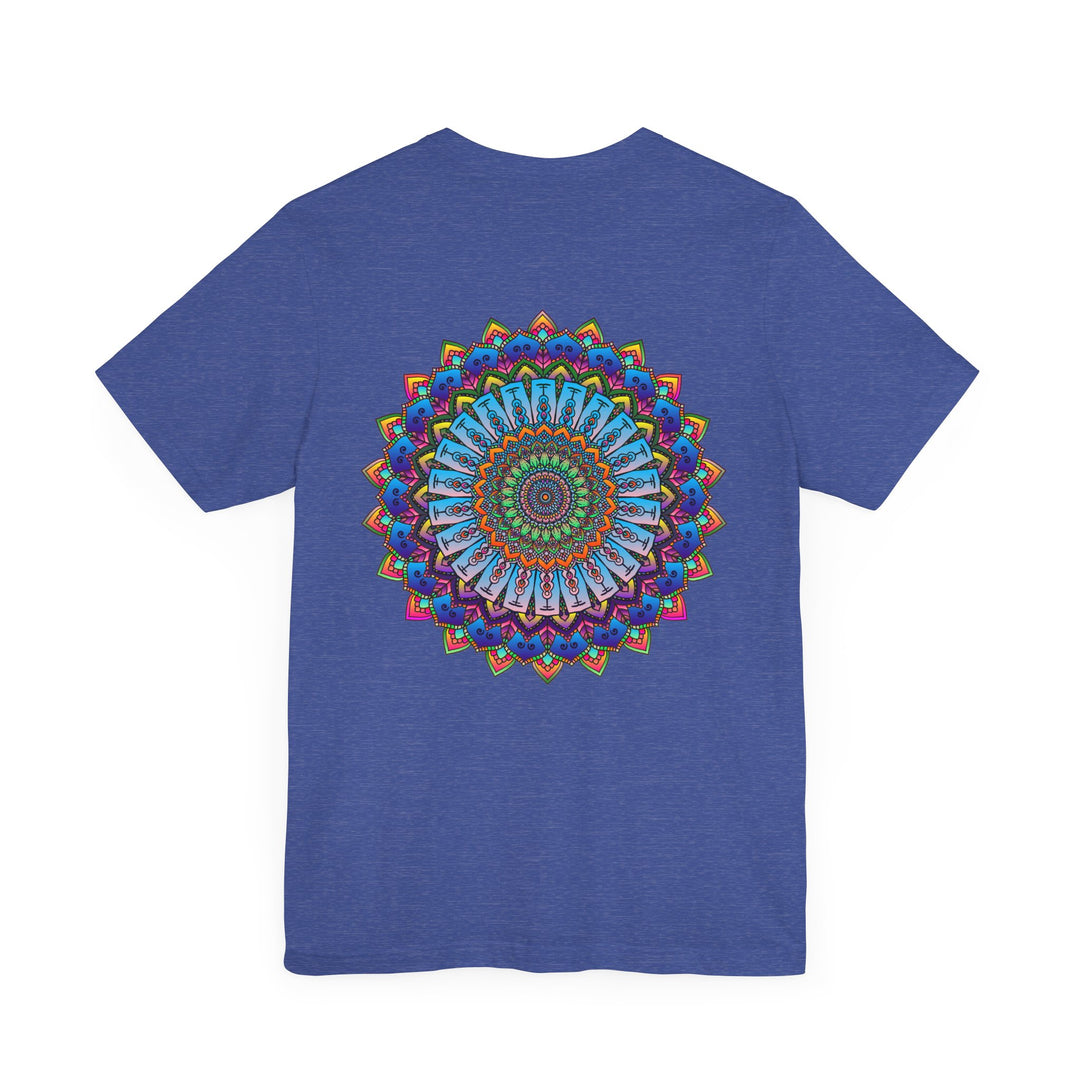 Colorful and intricate mandala design on a tee promoting spiritual peace and harmony