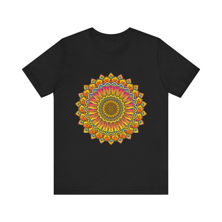 Vibrant Mandala Tee - Colorful Spiritual Art featuring intricate, vibrant mandala design in a rainbow of colors, perfect for expressing your spiritual style