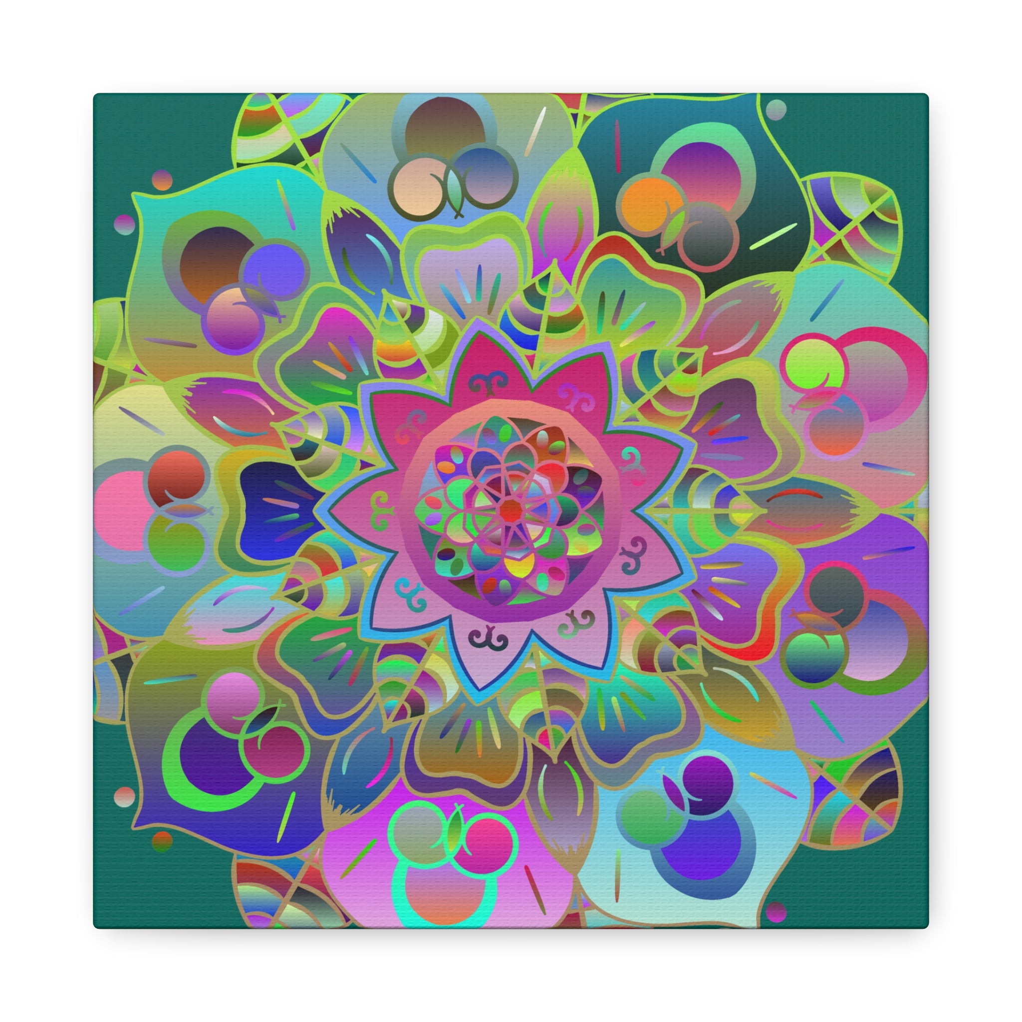 Vibrant Mandala Matte Canvas Wall Art — Colorful Boho Stretched Canvas