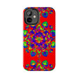 Hand drawn red mandala art phone case with intricate design