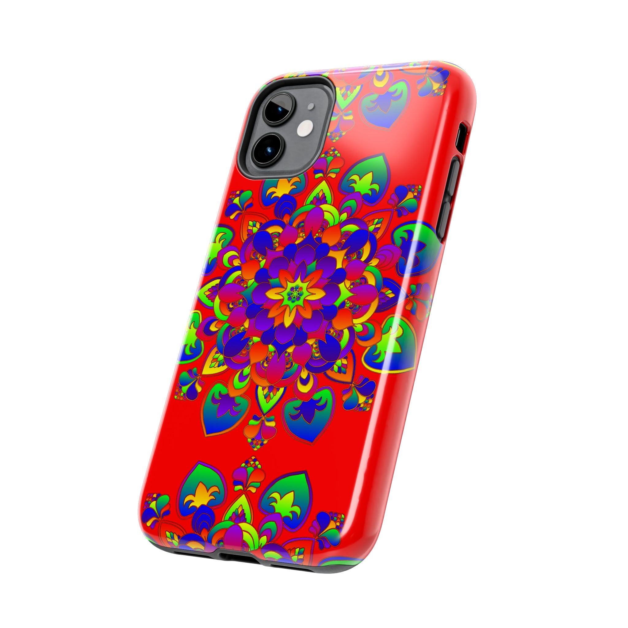 Beautiful hand drawn red mandala art phone case for stylish protection