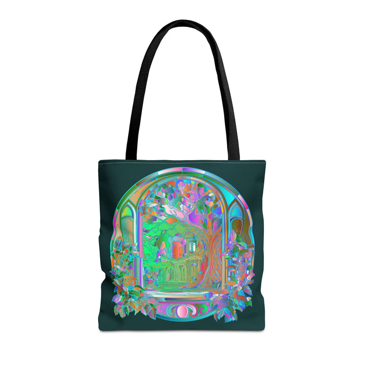 Beautiful and intricate Mystical Nature Mandala Tote Bag with vibrant colors and detailed design inspired by nature and spirituality