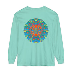 Colorful Rainbow Mandala Long Sleeve T-Shirt with intricate design and vibrant hues