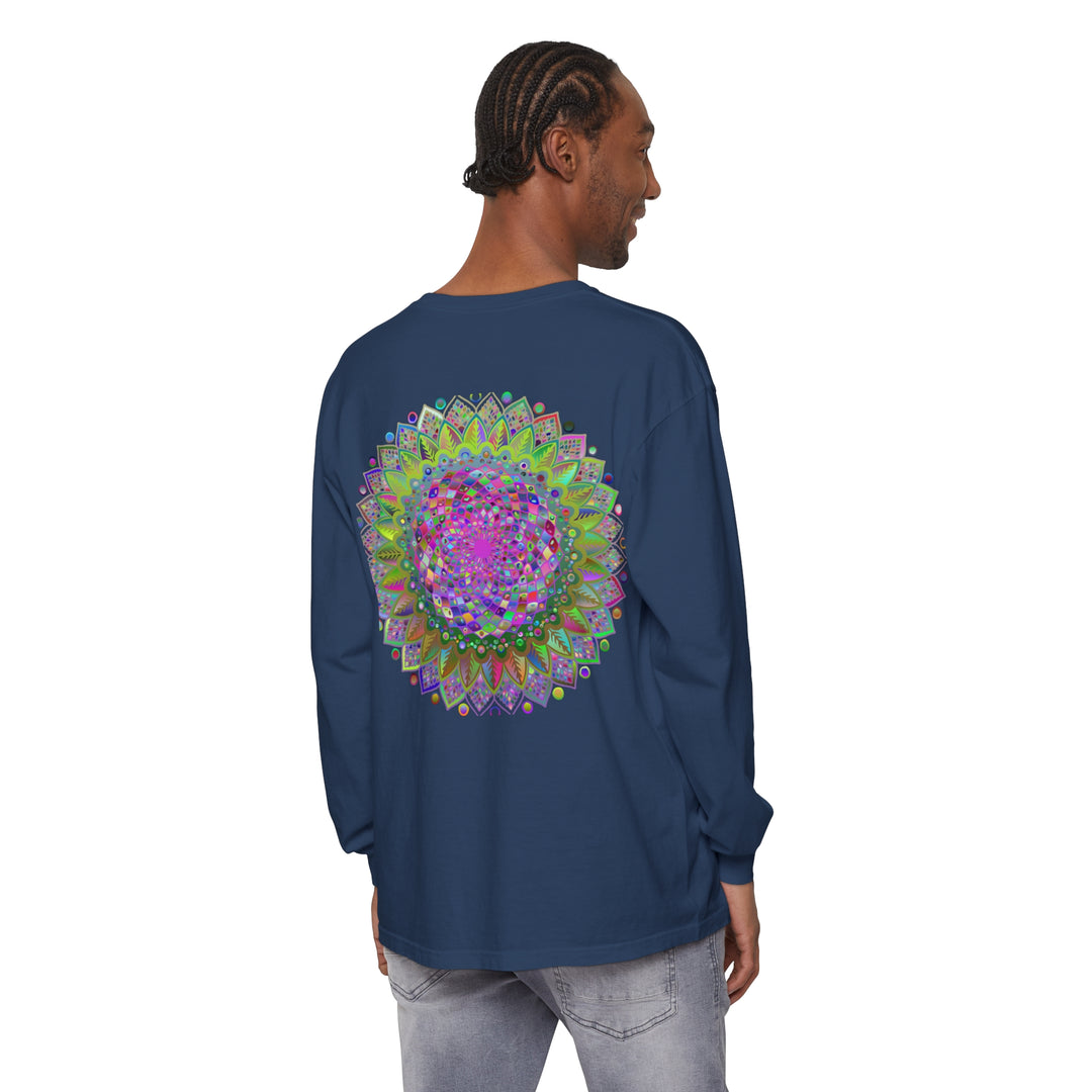 Bright and vibrant mandala design long sleeve t-shirt for everyone