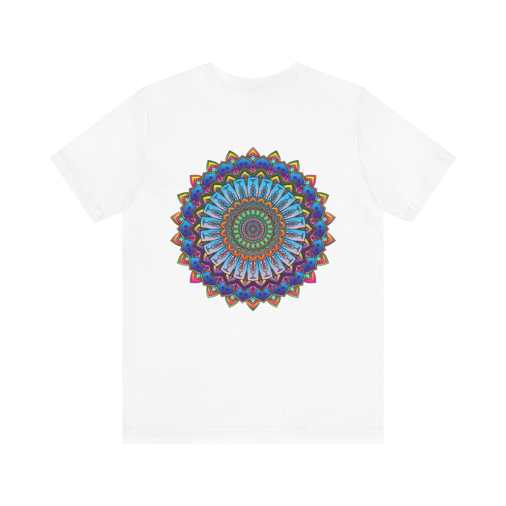 Colorful Vibrant Mandala Tee featuring intricate spiritual design symbolizing peace and harmony
