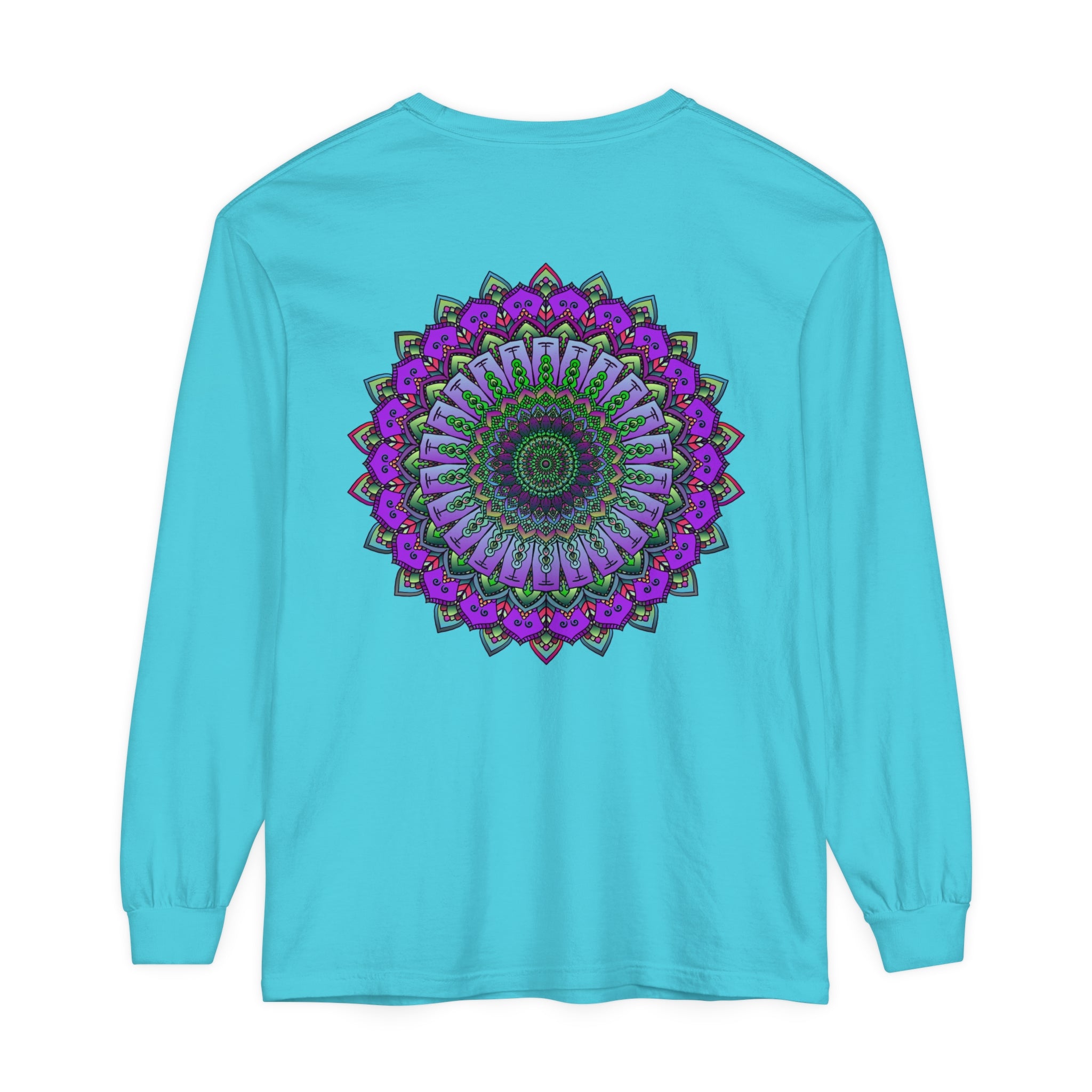 Intricate Mandala Unisex Long Sleeve T-Shirt featuring a detailed, symmetrical design