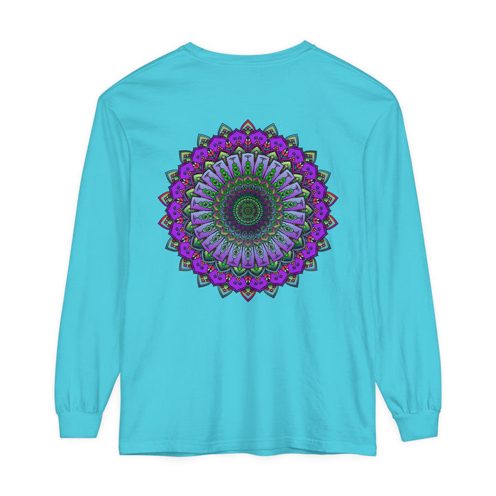 Intricate Mandala Unisex Long Sleeve T-Shirt featuring a detailed, symmetrical design