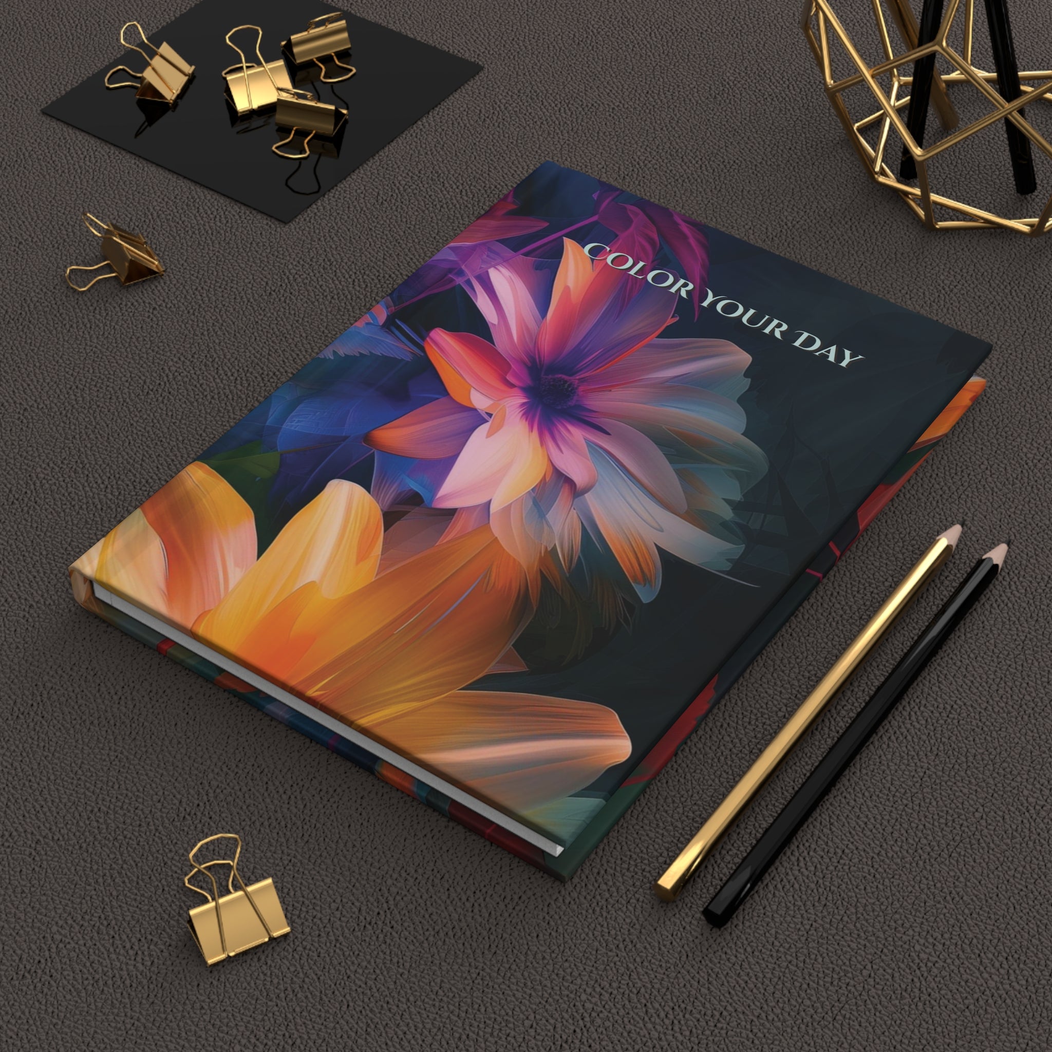 Diario con copertina rigida Deep Blue Floral Spiritual Journey