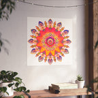 Vibrant Floral Mandala Fine Art Poster — Boho Wall Decor for Living Room & Meditation
