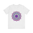 Vibrant purple mandala design featured on a psychedelic t-shirt