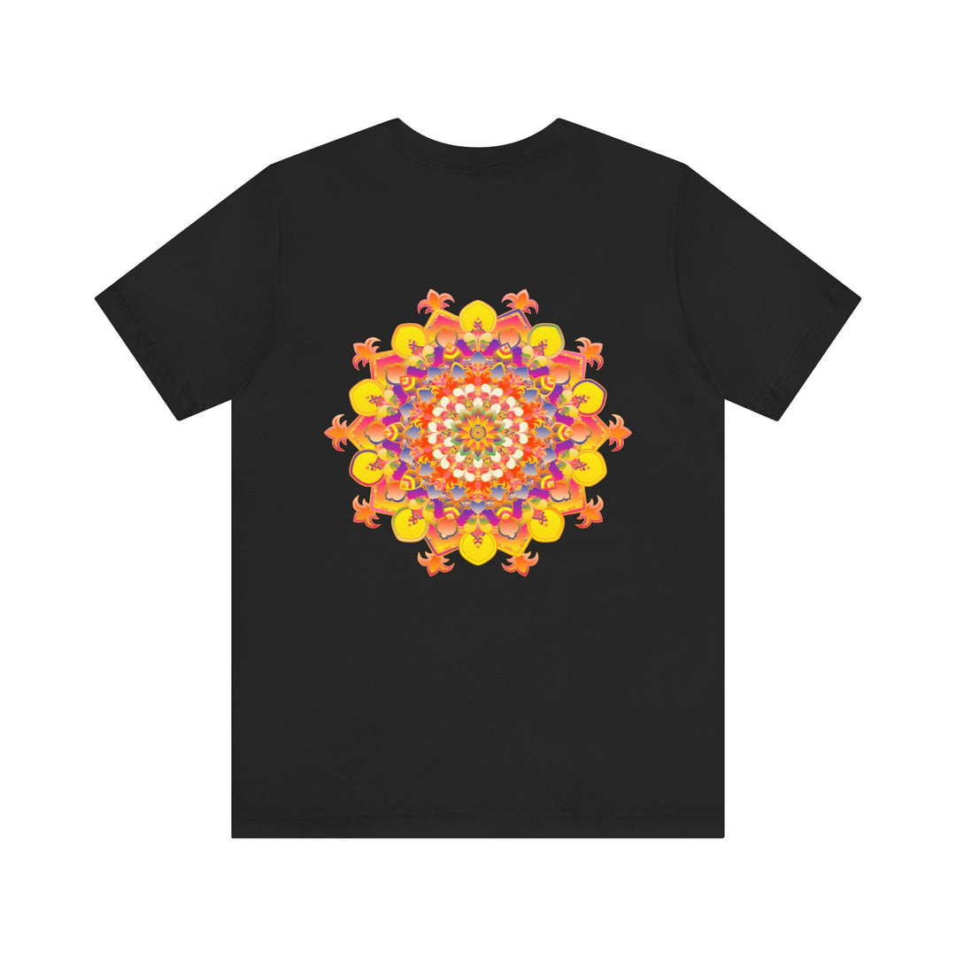 Colorful and intricate mandala design tee promoting spiritual peace and harmony